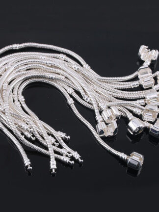 Купить S925 Sterling Silver Plated Snake Chain Bracelet Fit Pandora Beads Charms Bracelet DIY Marking Jewelry