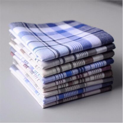 Купить 10pcs Square Plaid Stripe Handkerchiefs Men Classic Vintage Pocket Cotton Towel For Wedding Party 38*38cm Random Color