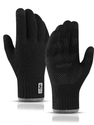 Купить Mens Knit Touch Screen Winter Ski Sport Cycling Gloves Double-side Thicken Cold-proof Keep Warm Glove