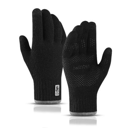 Купить Mens Knit Touch Screen Winter Ski Sport Cycling Gloves Double-side Thicken Cold-proof Keep Warm Glove