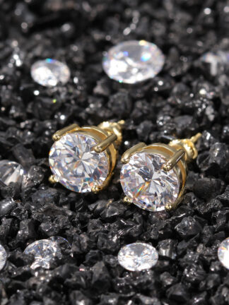 Купить Mens Stud Earrings Jewelry High Quality Fashion Round Gold Silver Simulated Diamond Earrings For Men