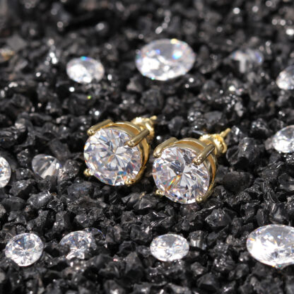 Купить Mens Stud Earrings Jewelry High Quality Fashion Round Gold Silver Simulated Diamond Earrings For Men