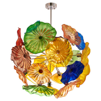 Купить Pendant Light Modern Flower Chandelier Lights Multi Color Stylish Blown Glass Plate Lamp Decorative Ceiling Chandeliers Hanging Led Lighting