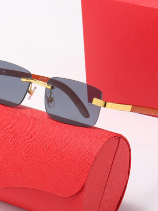 Купить Brand Designer Sunglasses Mens Retro Vintage Eyeglasses Rectangle Frameless Rimless Wood Bamboo Sunglass Frames Womens Fashion Metal Eyeglass Gold Glasses 52mm