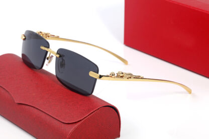 Купить Brand designer sunglasses mens women eyeglasses Panther Leopard Sunglass Unisex Frameless Sunglasses transparent Men eyeglass Colorful Buffalo Horn Glasses