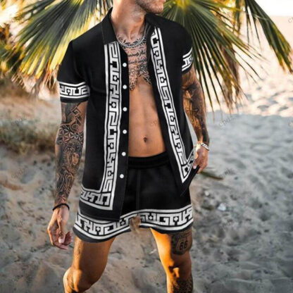 Купить Men's Casual Shirts Printing National Style Hawaiian Mens Short Sleeve Set Summer Floral Shirt Beach Two Piece Suit Fashion Sets Patterns Luxurys Clothing Tees