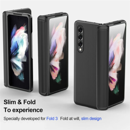 Купить Striped Phone Case for Samsung Galaxy Fold3 5G Adjustable Angle Folding Hybrid Twill Pattern Kickstand Protective Shell Anti-fall