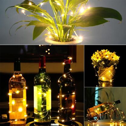 Купить 2m 20 LED Mini Bottle Stopper Lamp String Bar Decoration String Light Warm White Light Earth Yellow high-quality material LED Strings