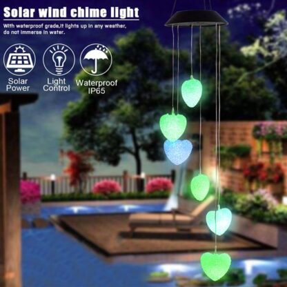 Купить 2V 40maH Solar Intelligent Light Control Love Style Wind Chime Corridor Decoration Pendant 6 F5 Lamp Beads Solar Panel Black Colorful Light