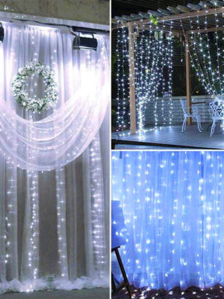 Купить Newest Design 18M x 3M 1800-LED Warm White Light Romantic Christmas Wedding Outdoor Decoration Curtain String Light US Standard White