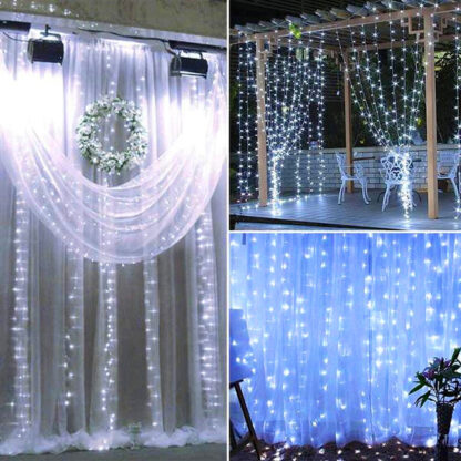 Купить Newest Design 18M x 3M 1800-LED Warm White Light Romantic Christmas Wedding Outdoor Decoration Curtain String Light US Standard White