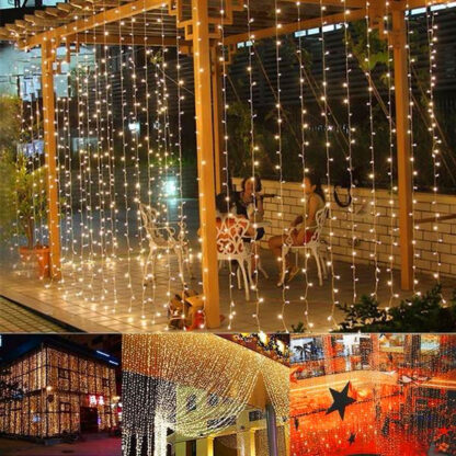 Купить Hot selling 300-LED Warm White Light Romantic Christmas Wedding Outdoor Decoration Curtain String Light high brightness Strings Lights