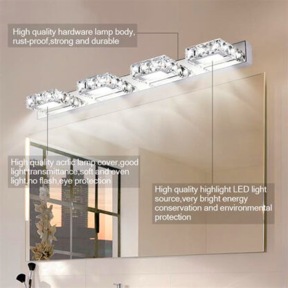 Купить Hot sale Nodic Art Decor lighting Modern Waterproof mirror wall led light bathroom Square Luxury Four Lights Crystal Sconce crystal lamp