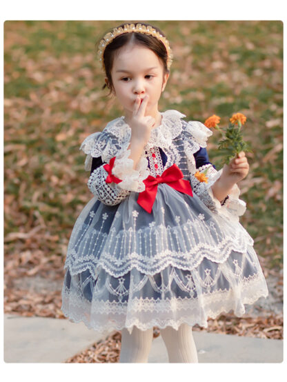 Купить Kids Dress for Girls Baby Autumn Winter Toddler Lolita Girl kawaii Cute Wedding Dress Girl Ball Gown Lace Princess Party Vestido