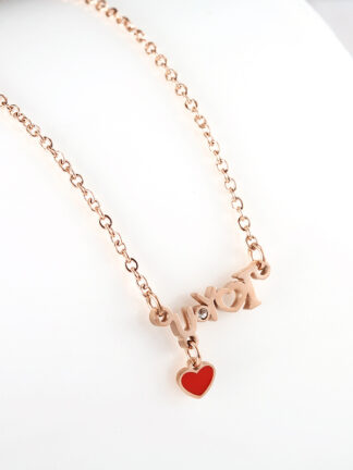 Купить Creative Womens Gift Rose Gold Plated Stainless Steel Pendant Necklace I Love You Necklaces