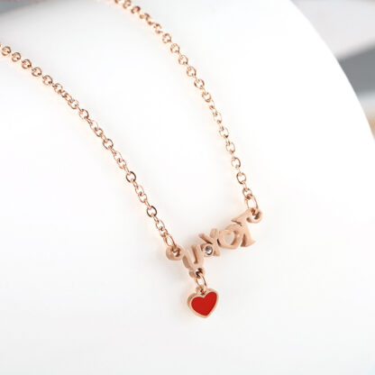 Купить Creative Womens Gift Rose Gold Plated Stainless Steel Pendant Necklace I Love You Necklaces
