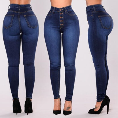Купить Free shipping High Waist Pencil Jean Pants Hot Sale Women Stretch Jean High Waisted Pour Femmes Jeans