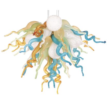 Купить Modern Murano Lamp Chandeliers Lights White Blue Amber Multicolor 28 Inches LED 100% Hand Blown Glass Pendant Chandelier