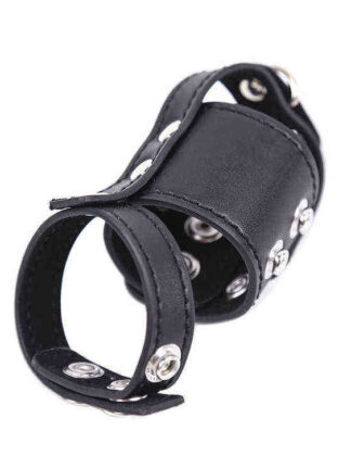 Купить Penis Extender Cage Ring Dildo Restraints For Men Leather Cock Scrotum Bound Ball Stretcher Male 210722