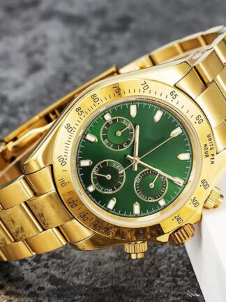 Купить With original box High Quality Watch 40mm 116503 116508 116523 116528 Sapphire 18K Yellow Gold Green dial No Chronograph Mechanical Automatic Mens Watches