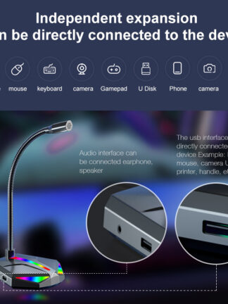 Купить Live microphone Desktop computer USB interface RGB luminous microphone game host