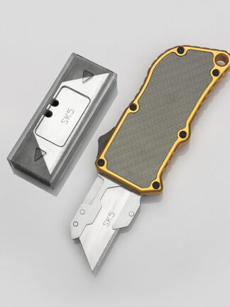 Купить New Arrival Sabre Wulf Paper Cutter Cutting Knife Original Double Action Automatic Pocket EDC 6061-T6 Aluminum+Carbon Fibre Handle Outdoor Tactical Knives US Style