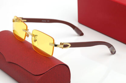 Купить Sunglasses Designer Women Men Eyeglasses Sports Rimless UV400 Acrylic Alloy with Wooden Frame Transparent Eyeglass Yellow Pink Red Lens Sunglass Womens Lunettes
