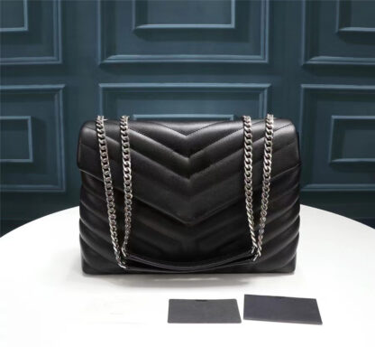 Купить Real Top Quality Designer LOULOU Bag Large Shoulder chains crossbody clutch bags purses Genuine Calfskin Leather Grosgrain Lining Message handbags wallet