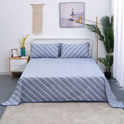 Купить Bedclothes Diagonal Square pattern All-season Bed sheets Chinese Style Series full Queen Blue
