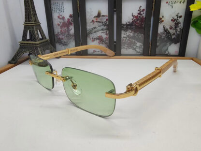 Купить Green Fashion Designer Sunglasses for Men Unisex Buffalo Horn Glasses Mens Women Rimless Sun Eyeglasses Silver Gold Metal Wooden Frame Brand Carti Eyewear Lunettes