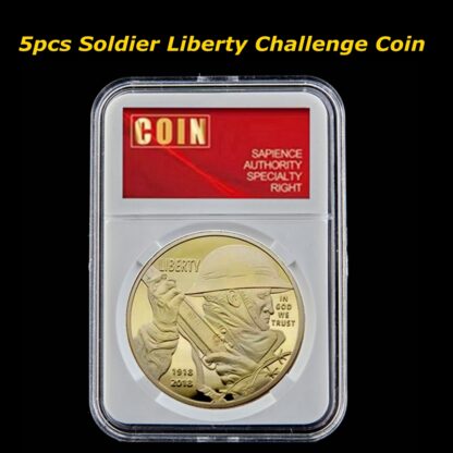 Купить 5pcs First World War Soldier Liberty Challenge Craft United Stated Army Eagles Gold Plated Military Coin With PCCB BOX