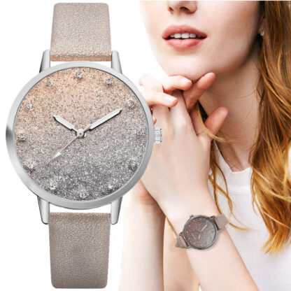 Купить Fashion Luxury Rhinestone Ladies Watch Casual Texture Dial Design Ladies Quartz Watch Brown Leather Strap Clock Gift Fashion Accessories