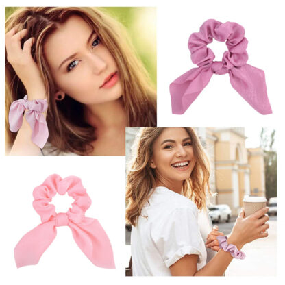 Купить New Chiffon Bowknot Elastic Hair Bands For Women Girls Solid Color Scrunchies Headband Hair Ties Ponytail Holder Hair Accessorie