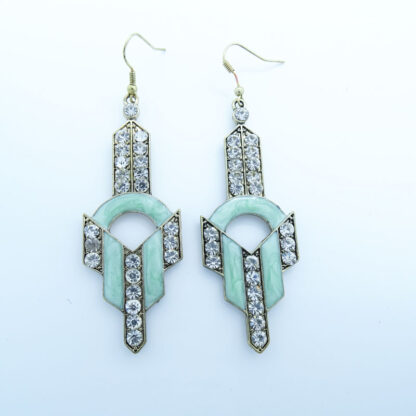 Купить Dangle & Chandelier Green long earrings Euramerican style design Diamond earrings
