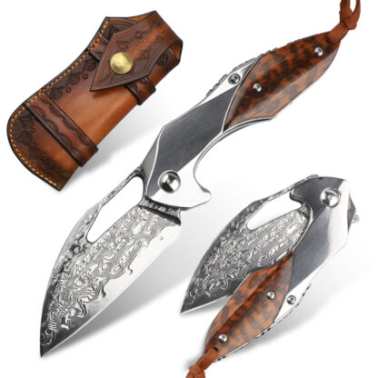 Купить Bearing Pocket Folding Knife Japan Damascus Steel VG10 Forged Knives Camping Hunting Skinning Knife Sharp Blade Serpentine Wood Handle Fishing EDC Tool
