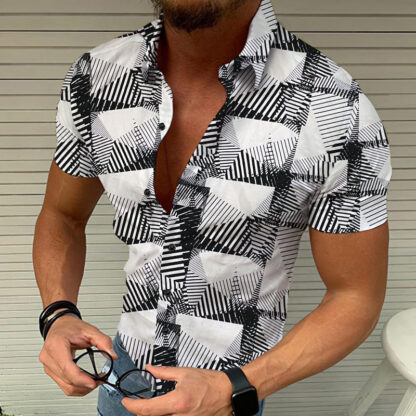 Купить design mens shirt hawaiian Casual Shirts summer printed top chemisier man Patchwork Tees beach print blusa button up dress shirt plus size men blouses
