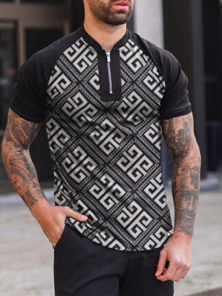 Купить slim summer 3xl designer polo shirt for man print tee shirts zipper men plus size T Shirt top mens polos