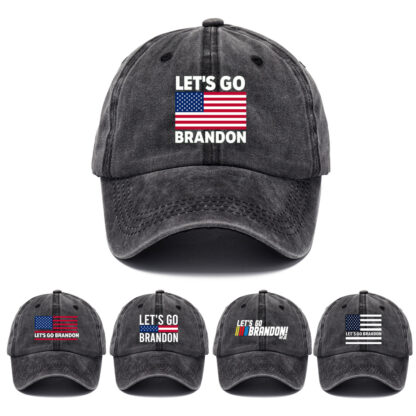 Купить Lets Go Brandon FJB Hat Baseball Cap for Men Women Funny Washed Denim Adjustable Vintage Hats Fashion Casual Hat Fun Gift CPA4279
