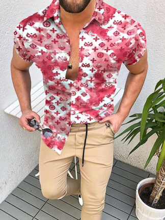 Купить Fashion Man Casual Shirts Hawaiian Shirt With Button Closure Short Sleeve Lapel Summer Print Summer Designer Printed Cardigan Hawaii Blouse