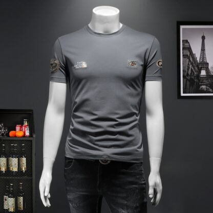 Купить Men's letter printing short-sleeved T-shirt 2022 summer new simple European trend fashion casual top bottoming shirt