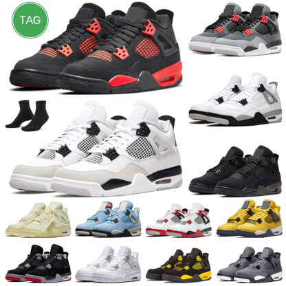 Купить Jumpman 4 basketball shoes 4s for men women Military Black Red Thunder White Oreo University Blue Sail Infrared trainers sports sneakers