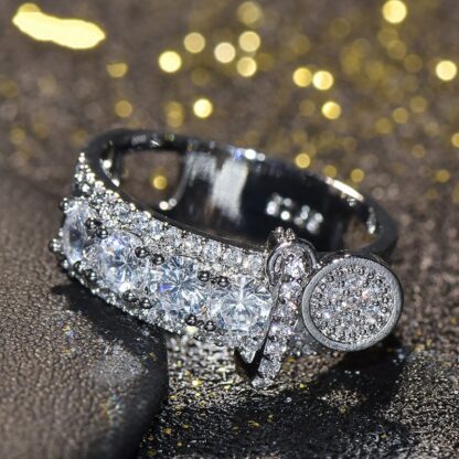 Купить Brand band Luxury Diamond Key Rings Jewelry 925 Sterling Silver White Clear Topaz CZ for Women Wedding Vintage Ring