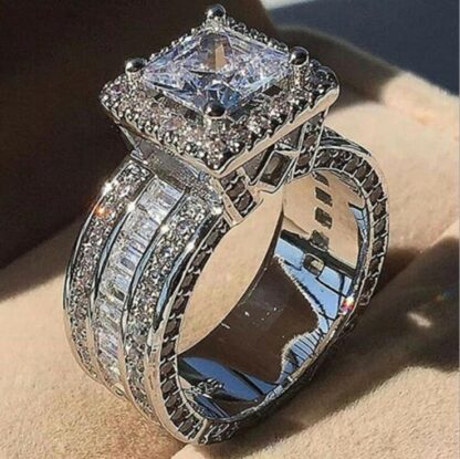 Купить luxurious CZ Diamond propose engagement ring Gemstones hip hop band rings for men Party Women Wedding Gift gold silver
