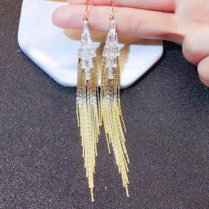 Купить Crystal Vintage Plant Women Dangle Earrings Leaf Fringed Zircon Long Earrings Drop Jewelry