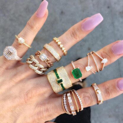 Купить luxurious CZ Diamond propose engagement ring Gemstones hip hop band rings for men Party Women Wedding Gift Various styles