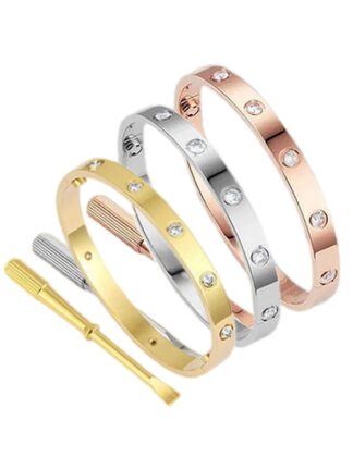 Купить Women Lovers Bracelet Silver Gold Bangles Men Luxury designer Jewelry titanium steel couple simple bolt driver nail screw 10 diamond custom cuff bracelets 16---22