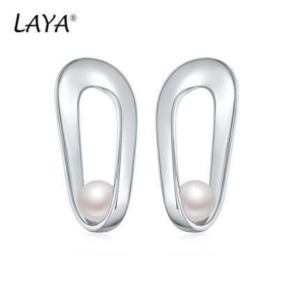 Купить LAYA Pearl Dangle Earrings For Women 925 Sterling Silver Fashion Geometric Decline Design Party High Quality Jewelry 2022 Trend