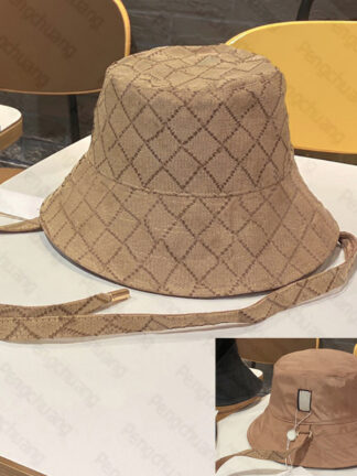 Купить Reversible Designer Bucket Hats Unisex Sun Hat Brown Metal Letter Strap Fashion Sunbonnet Hiking Caps Casquette Man Woman