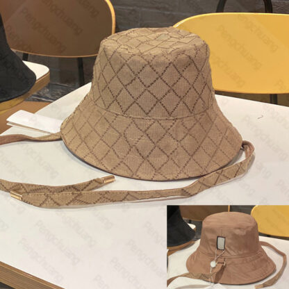 Купить Reversible Designer Bucket Hats Unisex Sun Hat Brown Metal Letter Strap Fashion Sunbonnet Hiking Caps Casquette Man Woman