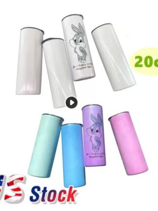 Купить USA STOCK! 20oz Straight Sublimation Tumblers Stainless Steel Blank White Water Bottle Dinkware In Stock C0417
